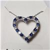 Image 1 : Silver Created Sapphire 19" Necklace (~Size )(Ring is resizable for $40) (~length inches), Suggested