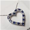 Image 2 : Silver Created Sapphire 19" Necklace (~Size )(Ring is resizable for $40) (~length inches), Suggested