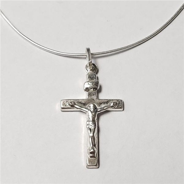 Silver Cross 18" Necklace (~Size )(Ring is resizable for $40) (~length inches), Suggested Retail Val