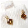 Image 2 : 10K Yellow Gold Citrine(0.44ct) Diamond(0.06ct) Earrings (~Size )(Ring is resizable for $40) (~lengt