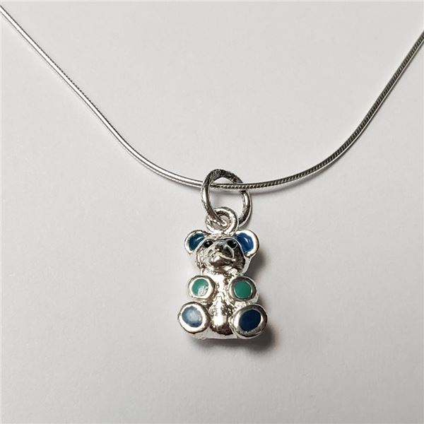 Silver Bear 18" Necklace (~Size )(Ring is resizable for $40) (~length inches), Suggested Retail Valu