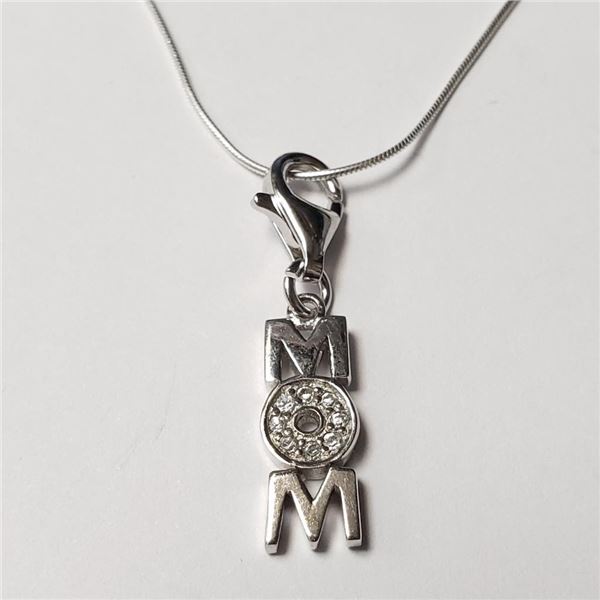 Silver Cz 18" Mom Necklace (~Size )(Ring is resizable for $40) (~length inches), Suggested Retail Va