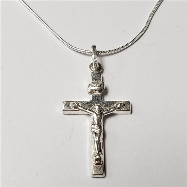 Silver Cross 18" Necklace (~Size )(Ring is resizable for $40) (~length inches), Suggested Retail Val