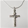 Image 1 : Silver Cross 18" Necklace (~Size )(Ring is resizable for $40) (~length inches), Suggested Retail Val