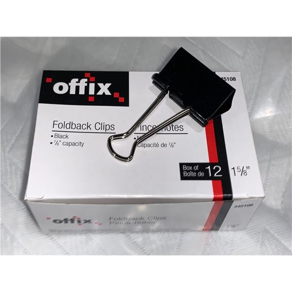 Offix Foldback Clips 1 5/8 large size 12 pack