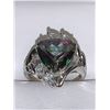 Image 1 : Natural Topaz & Diamond 6.28 Carat 10K Gold Half moon and emerald cut ring with Appraisal $4600.00