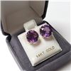 Image 1 : 14K Yellow Gold Amethyst(5ct) Earrings  (~weight 2.06g), Made in Canada, Appraised Retail $1000