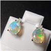 Image 4 : 14K White Gold Opal(0.95ct) Diamond(0.03ct) Earrings (~weight 1.18g), Made in Canada, Appraised Reta