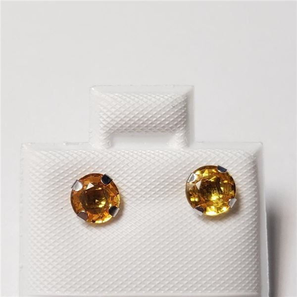 14K Yellow Gold Fancy Color Sapphire(1.2ct) Earrings , Made in Canada, Suggested Retail Value $500