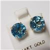 Image 2 : 14K Yellow Gold Blue Topaz(6.81ct) Earrings  (~weight 2.31g), Made in Canada, Appraised Retail $1225