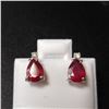 Image 2 : 14K White Gold Ruby(1.2ct) Diamond(0.03ct) Earrings (~weight 1.3g), Made in Canada, Appraised Retail
