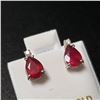 Image 3 : 14K White Gold Ruby(1.2ct) Diamond(0.03ct) Earrings (~weight 1.3g), Made in Canada, Appraised Retail