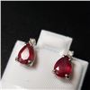 Image 4 : 14K White Gold Ruby(1.2ct) Diamond(0.03ct) Earrings (~weight 1.3g), Made in Canada, Appraised Retail