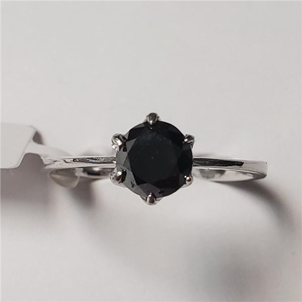 14K White Gold Black Diamond(0.88ct) Ring (~Size 6) (~weight 1.67g), Made in Canada, Appraised Retai