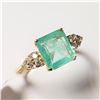 Image 2 : 10K Yellow Gold Natural Colombia Emerald(2ct) Diamond(0.02ct) Ring (~Size 6.75)( (~weight 2.39g), Ma