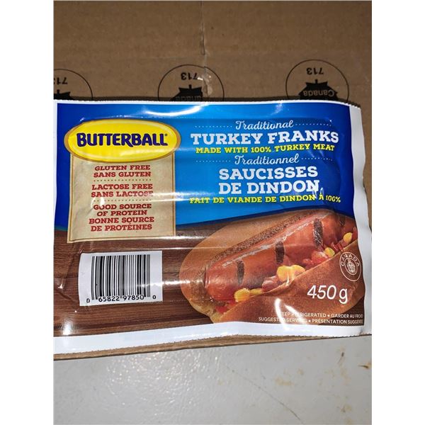 CASE LOT - Butterball Turkey Franks - 12 x 450g Box