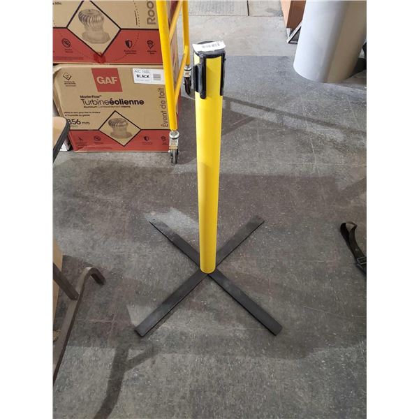 New Uline Freestanding Yellow Caution Tape Style Retractable Belt Barrier Stanchion -1 unit