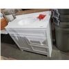 Image 2 : New Style Selections White Vanity with Single Sink Top, 2 Drawers, Under Sink Cabinet and Silver Dra