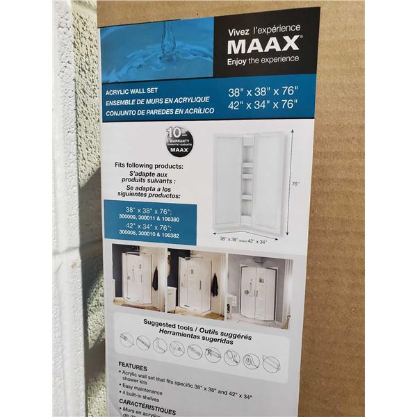 New Maxx Stand Up Shower Acrylic Wall Set - Some damage, See photos