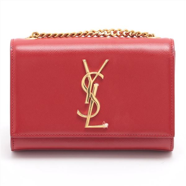 Saint Laurent Red Leather Kate Chain Small Shoulder Bag