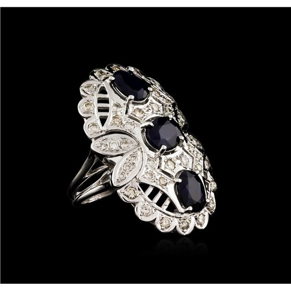 14KT White Gold 3.54 ctw Sapphire and Diamond Ring