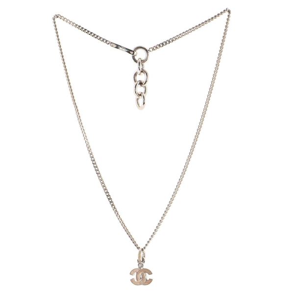 Chanel Silver-tone Metal and Enamel CC Pendant Long Necklace