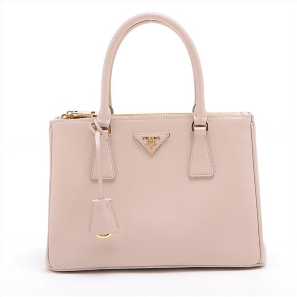 Prada Beige Saffiano Leather Double Zip Lux Small Handbag 1B3161