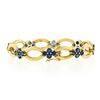 Image 2 : Vintage 18k Gold 8.0 ctw Royal Blue Sapphire Cluster Open Marquise Link Bracelet