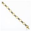 Image 6 : Vintage 18k Gold 8.0 ctw Royal Blue Sapphire Cluster Open Marquise Link Bracelet