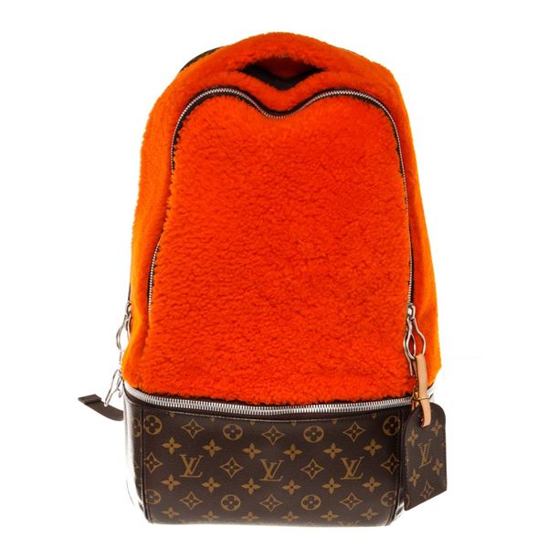 Louis Vuitton x Marc Newson Orange Shealing Brown Monogram Canvas Backpack