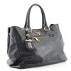 Image 1 : Prada Black Calfskin Leather Front Pocket Convertible Medium Tote Bag