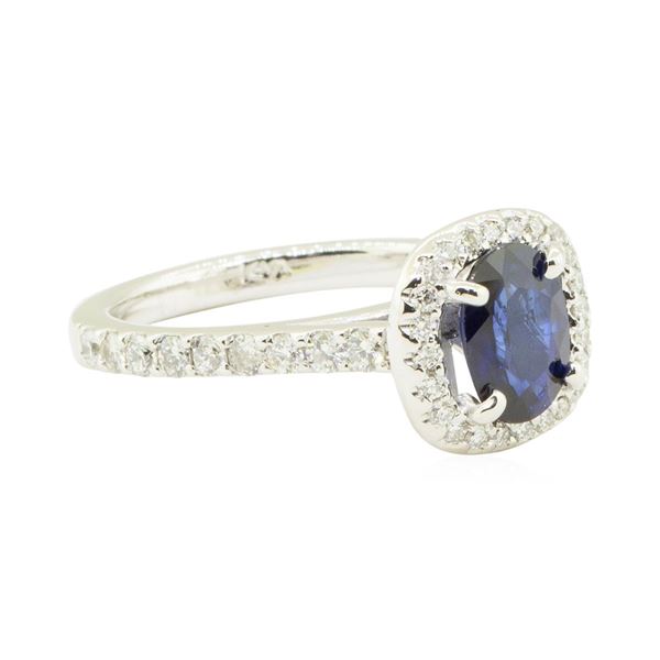 1.94 ctw Oval Brilliant Blue Sapphire And Diamond Ring - 14KT White Gold