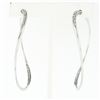 Image 1 : Italian 18K White Gold 0.25 ctw Round Diamond 50mm Large Wavy Modern Hoop Earrin