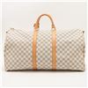 Image 4 : Louis Vuitton Damier Azur Canvas Leather Keepall 55 cm Bandouliere Duffle Bag Lu