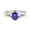 Image 2 : 1.28 ctw Sapphire And Diamond Ring - 18KT White Gold