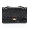 Image 1 : Chanel Black Quilted Lambskin Leather Double Flap Shoulder Bag
