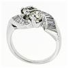 Image 8 : Art Deco Platinum 1.48 ctw Old European and Baguette Cut Diamond Bypass Ring