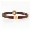 Image 2 : ALOR 18K Gold 0.33 ctw Champagne Diamond Bronze Steel Cable Bangle Bracelet