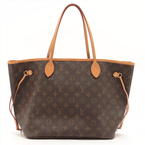 Louis Vuitton Brown Monogram Canvas Leather Neverfull MM Tote Bag