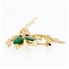 Image 5 : Vintage 14k Gold Marquise Jade Textured Branch Leaf Flower Bundle Brooch Pin