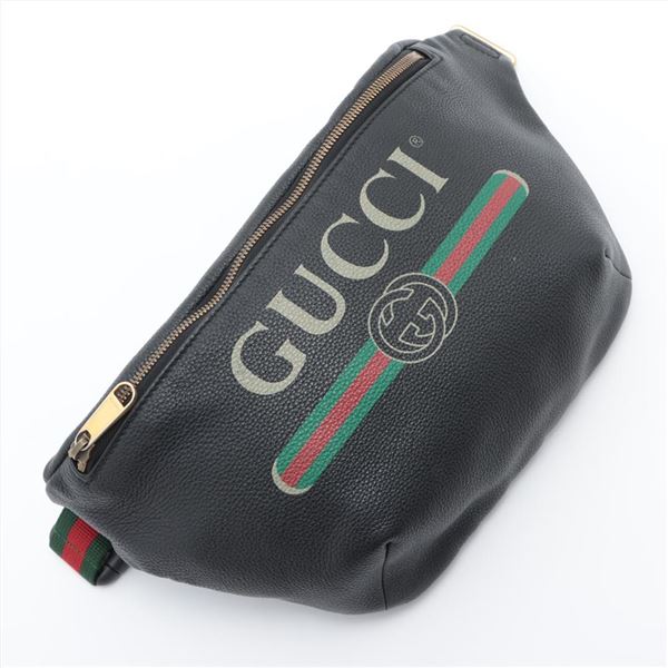 Gucci Black Printed Leather Retro Logo Waist Bag