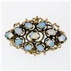 Image 2 : Vintage 14k Yellow Gold Open Work Oval Cut Opal Marquise Brooch Pendant