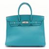 Image 1 : Hermes Turquoise Togo Leather Birkin 35cm Handbag PHW