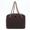 Image 2 : Chanel Brown Chevron Quilted Cotton CC Chain Shoulder Bag