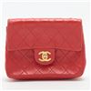 Image 1 : Chanel Vintage Red Quilted Lambskin Leather CC Mini Single Flap Shoulder Bag