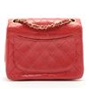 Image 2 : Chanel Vintage Red Quilted Lambskin Leather CC Mini Single Flap Shoulder Bag