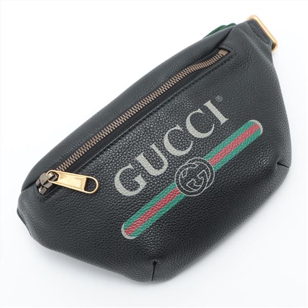 Gucci Black Printed Leather Retro Logo Waist Bag