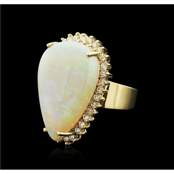 14KT Yellow Gold 18.10 ctw Opal and Diamond Ring