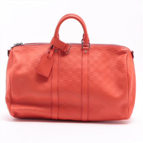 Louis Vuitton Red Damier Infini Leather Keepall Bandouliere 45 cm Duffle Bag