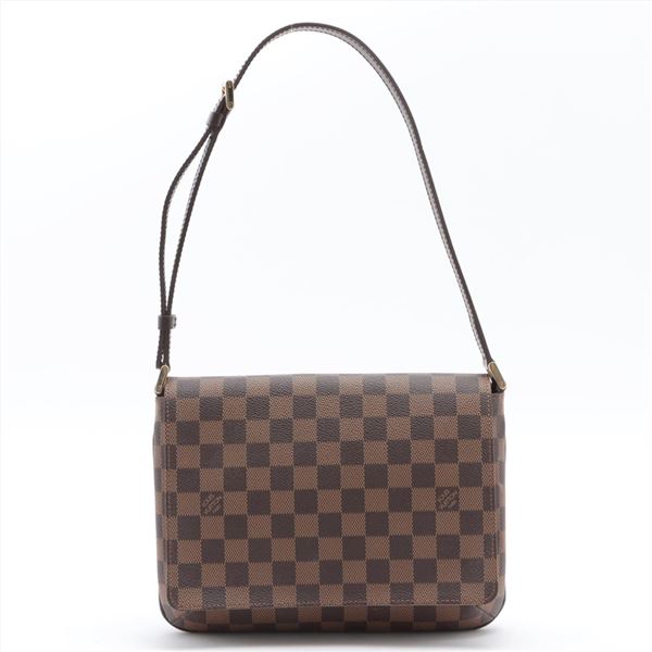 Louis Vuitton Damier Ebene Canvas Leather Musette Tango Short Strap Shoulder Bag